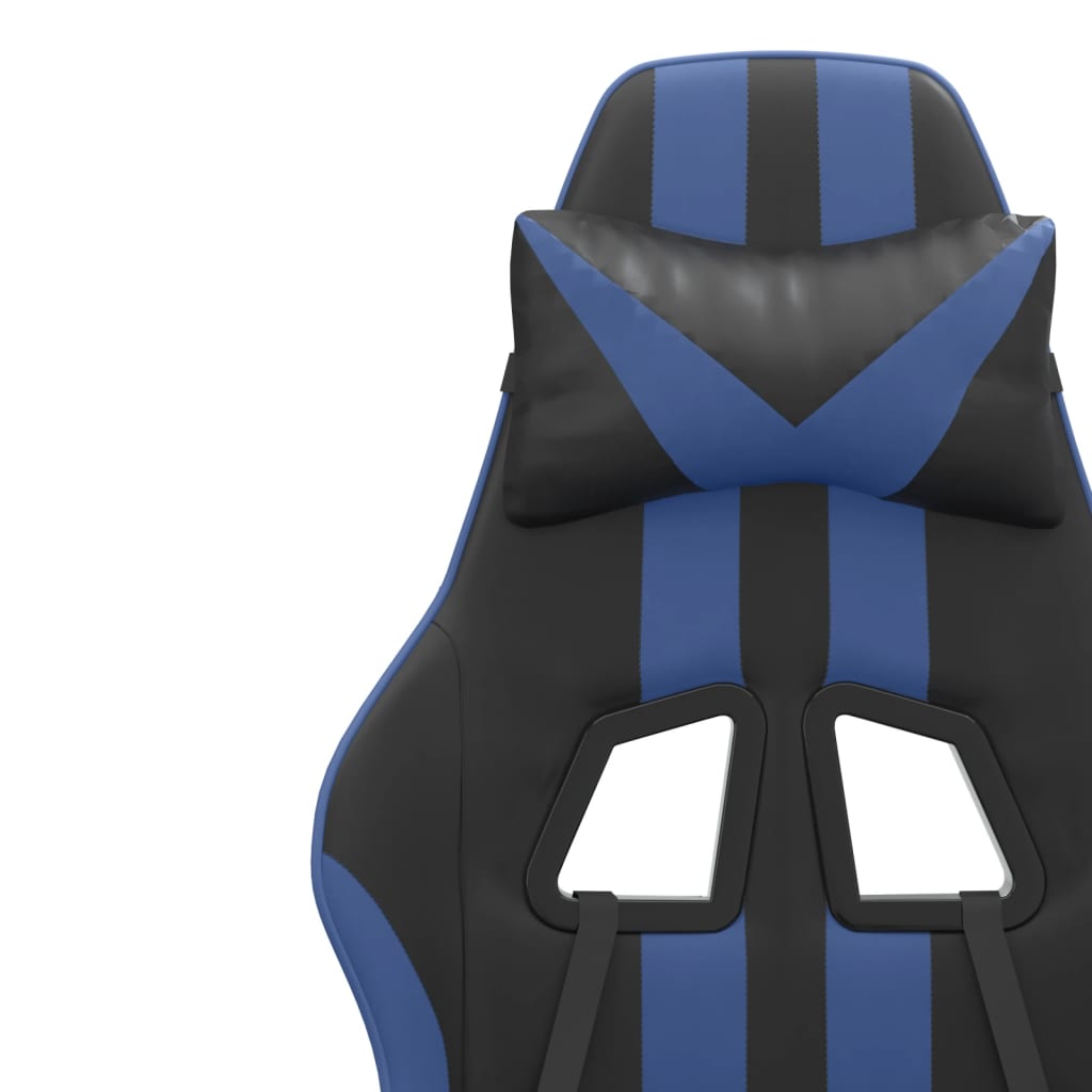 vidaXL Swivel Gaming Chair with Footrest Black&Blue Faux Leather