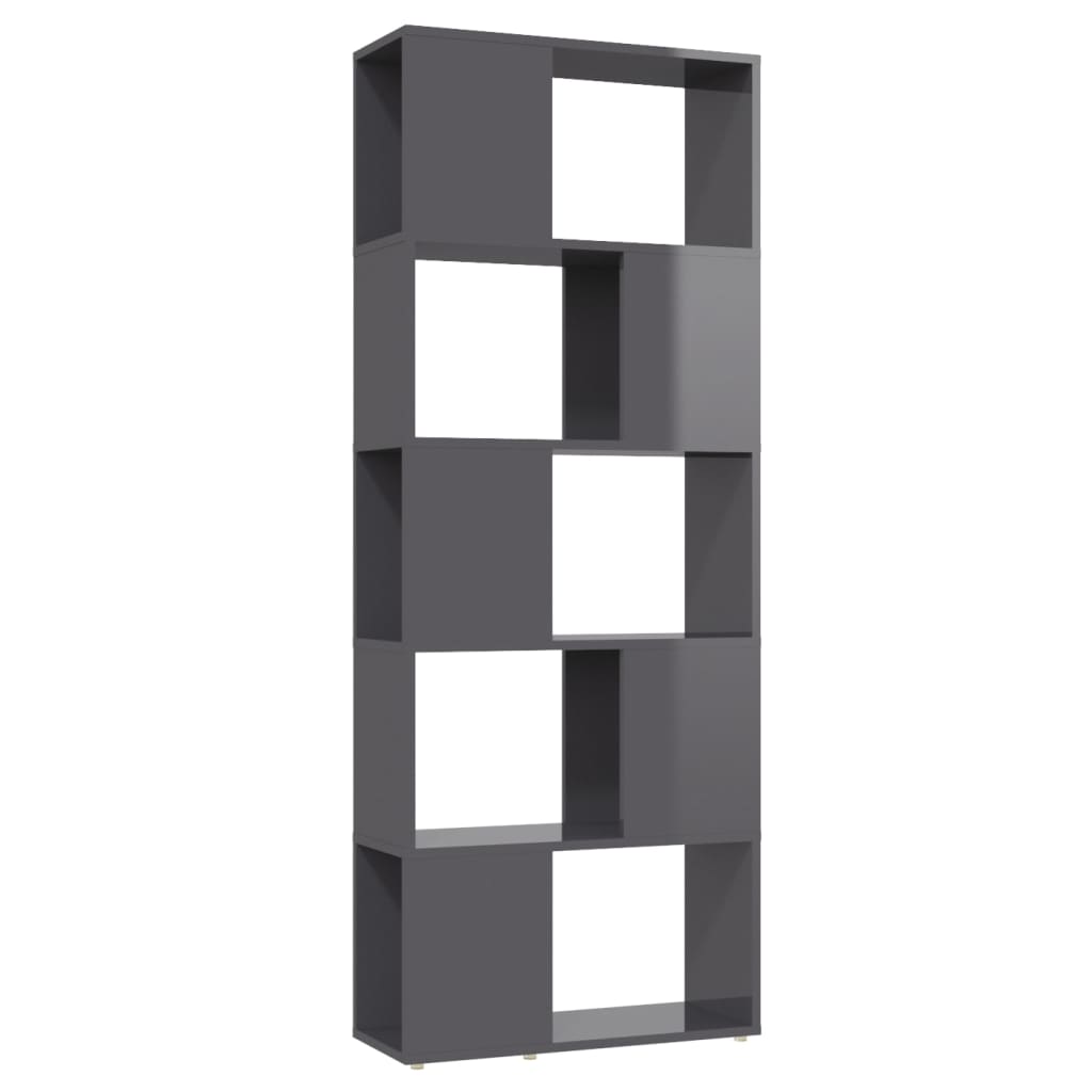 vidaXL Book Cabinet Room Divider High Gloss Grey 60x24x155 cm