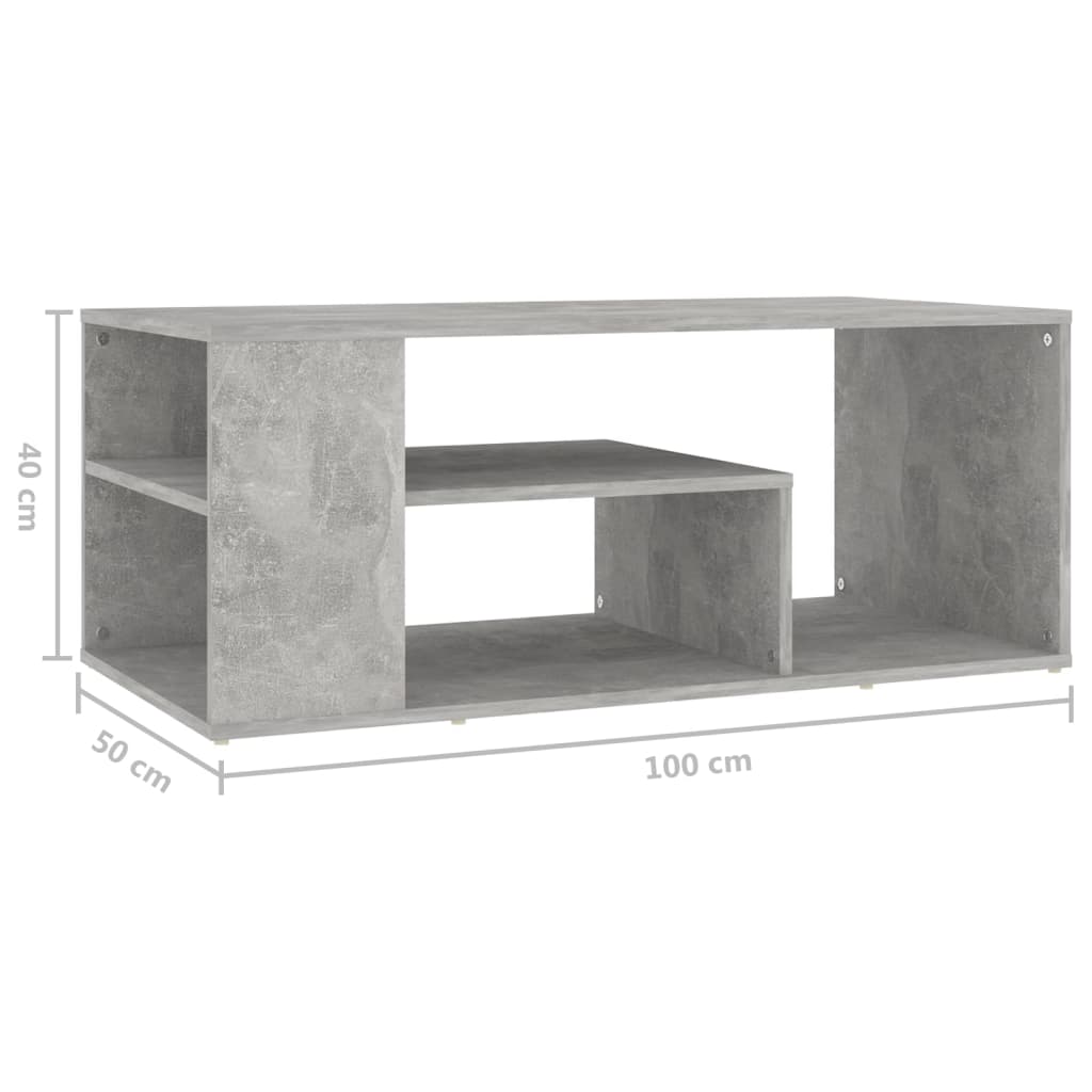 vidaXL Coffee Table Concrete Grey 100x50x40 cm Engineered Wood