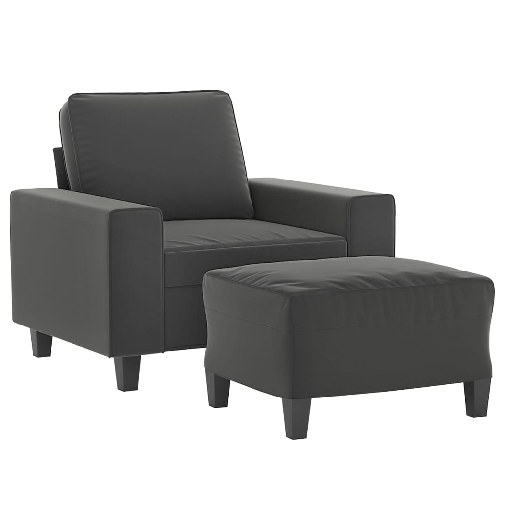 vidaXL Sofa Chair with Footstool Dark Grey 60 cm Microfibre Fabric