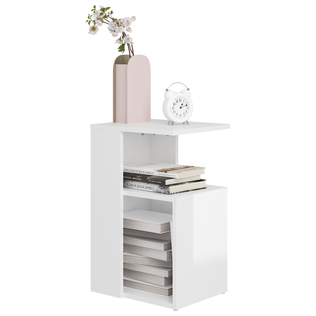 vidaXL Side Table High Gloss White 36x30x56 cm Engineered Wood