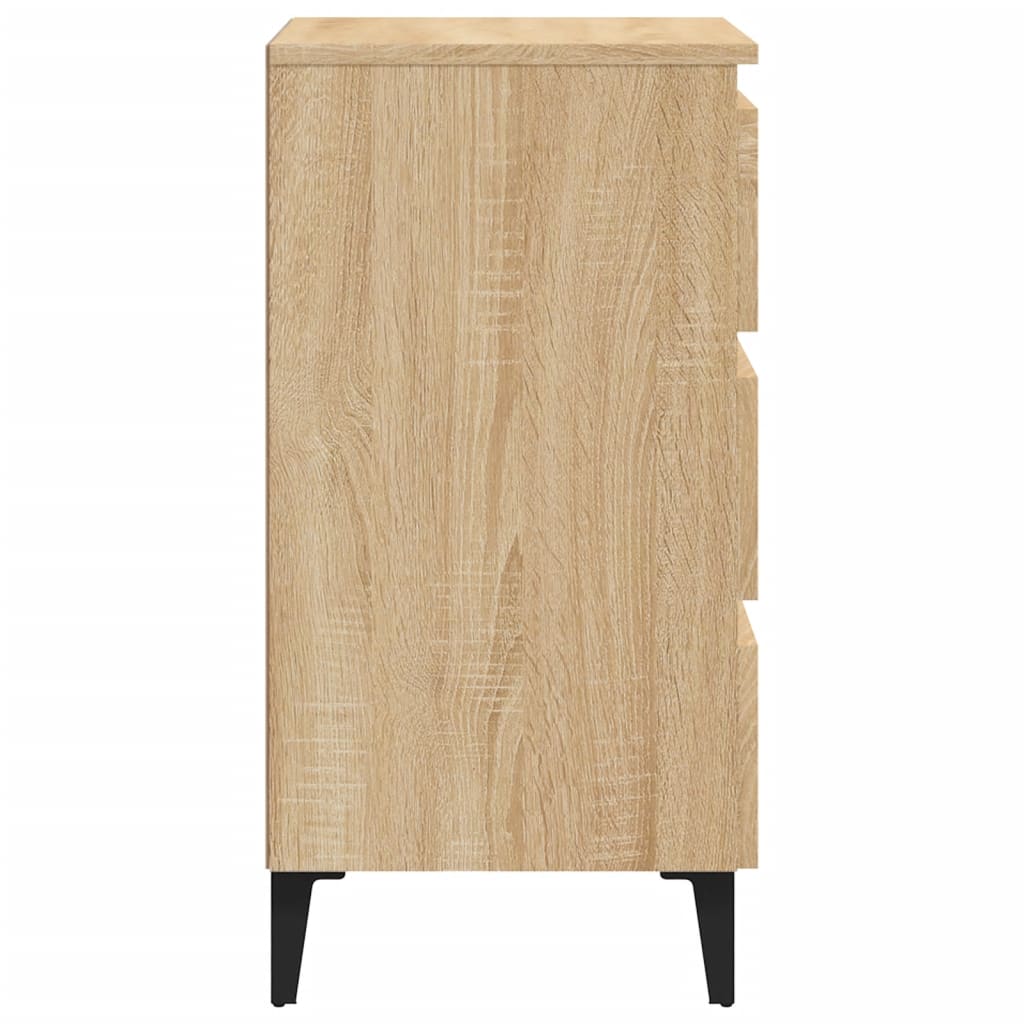vidaXL Bed Cabinet with Metal Legs Sonoma Oak 40x35x69 cm
