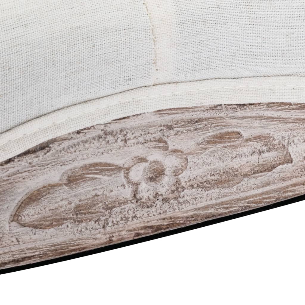 vidaXL Bench Cream White 110x38x48 cm Linen and Solid Wood