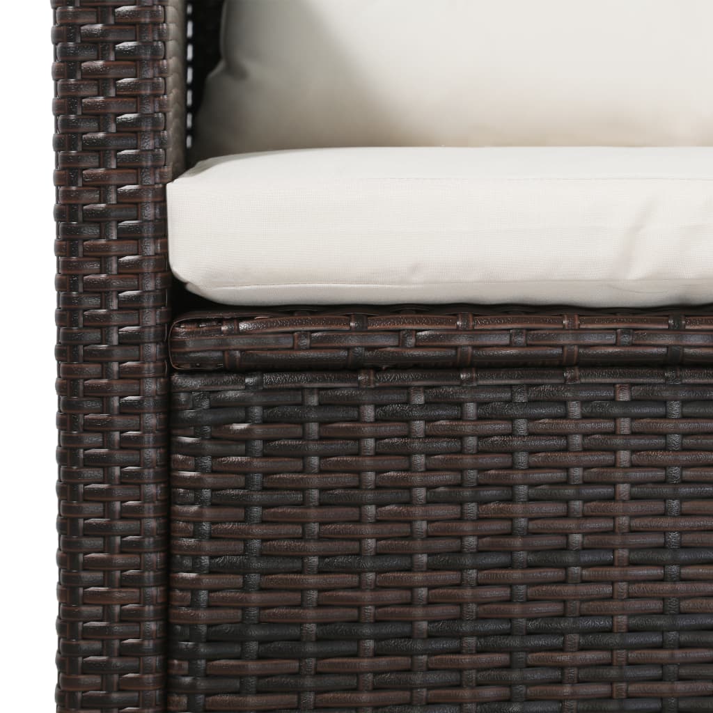 vidaXL 5 Piece Garden Lounge Set with Cushions Poly Rattan Brown