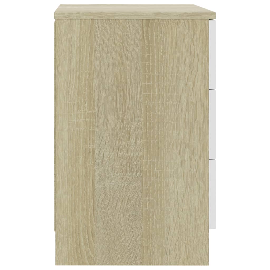 vidaXL Bedside Cabinets 2 pcs White and Sonoma Oak 38x35x56 cm Engineered Wood