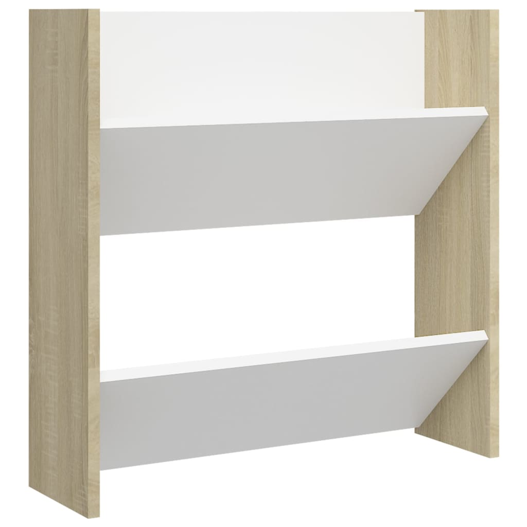 vidaXL Wall Shoe Cabinets 2 pcs White&Sonoma Oak 60x18x60 cm Engineered Wood