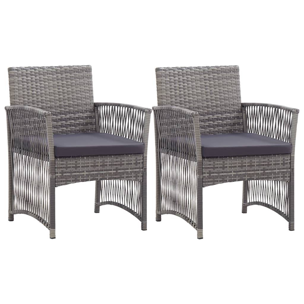 vidaXL Garden Armchairs with Cushions 2 pcs Anthracite Poly Rattan