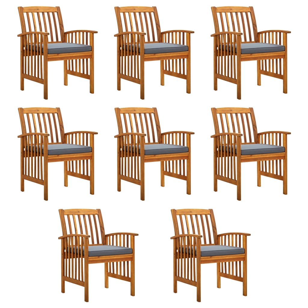 vidaXL Garden Dining Chairs 8 pcs with Cushions Solid Wood Acacia
