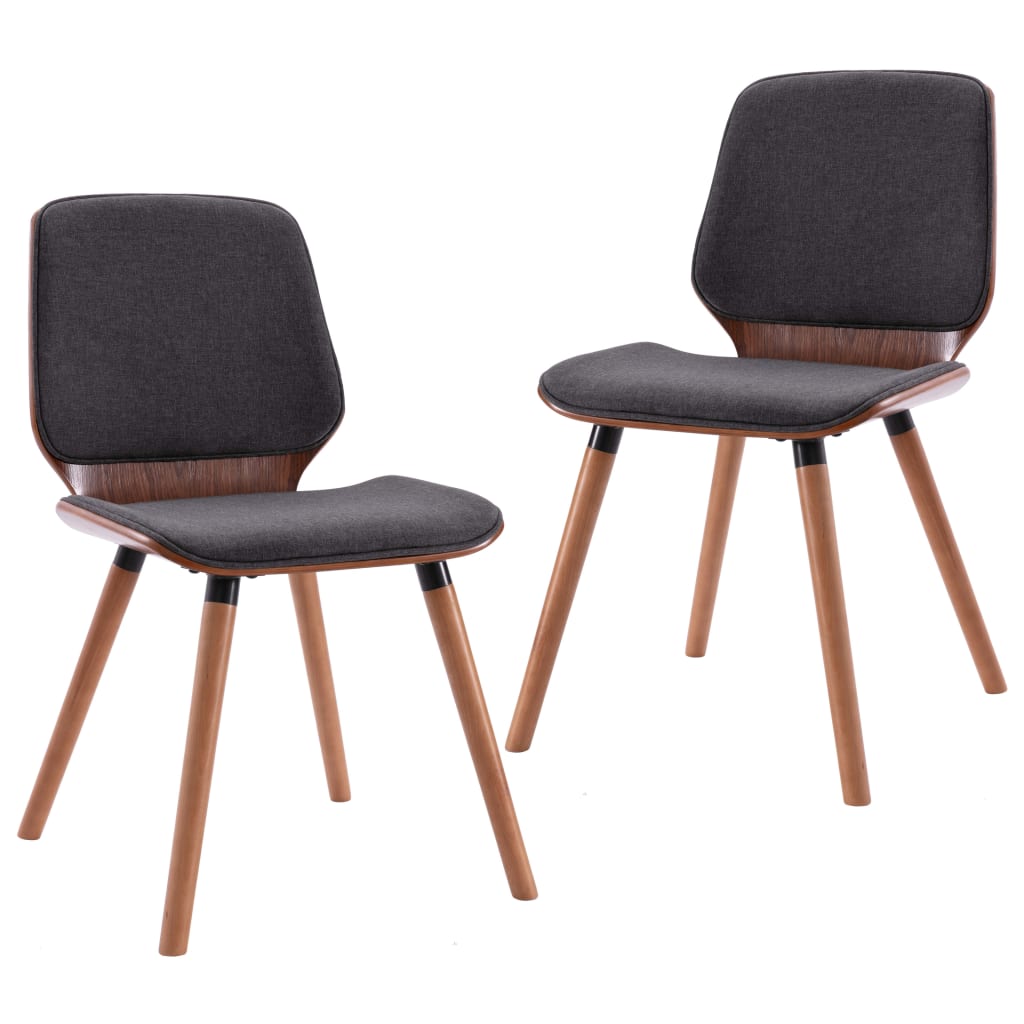 vidaXL Dining Chairs 2 pcs Grey Fabric