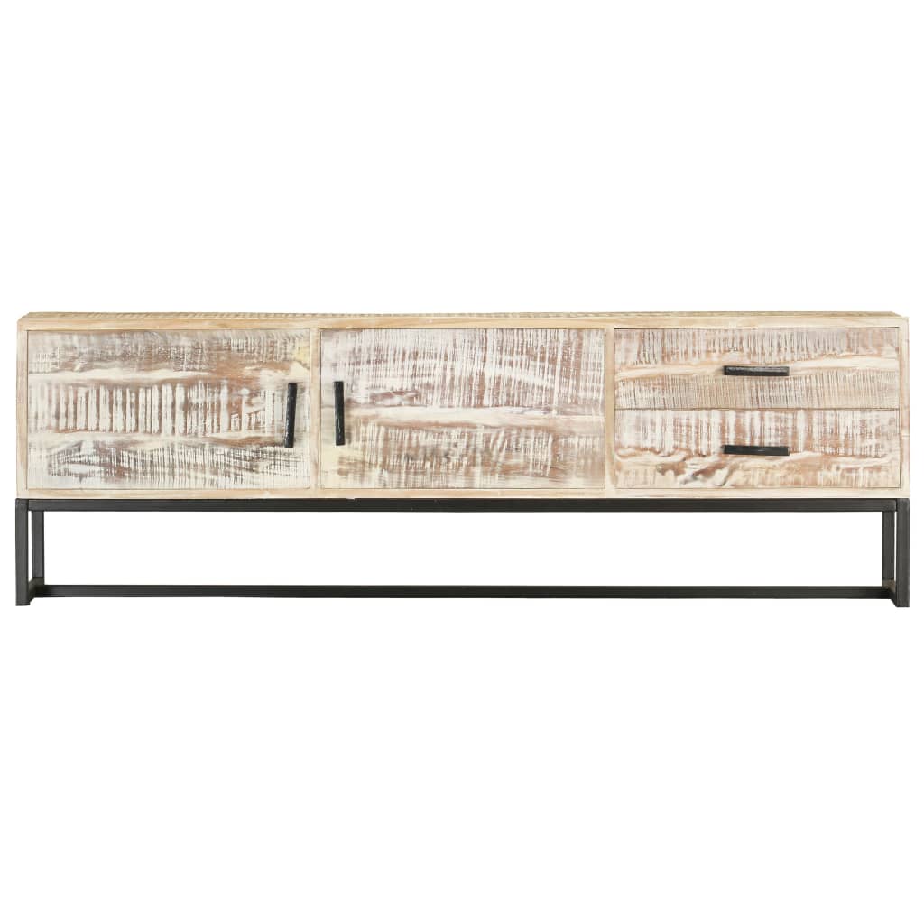 vidaXL TV Cabinet White 140x30x45 cm Solid Acacia Wood