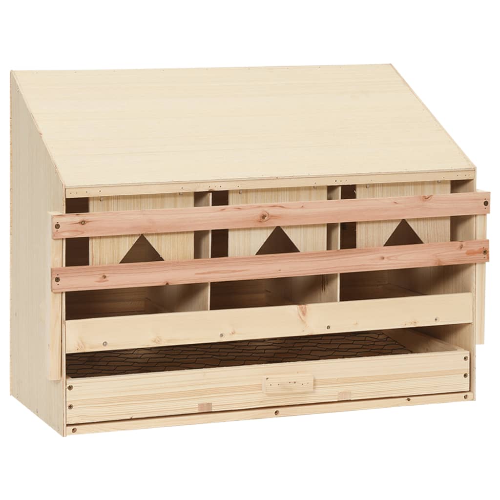 vidaXL Chicken Laying Nest 3 Compartments 72x33x54 cm Solid Pine Wood