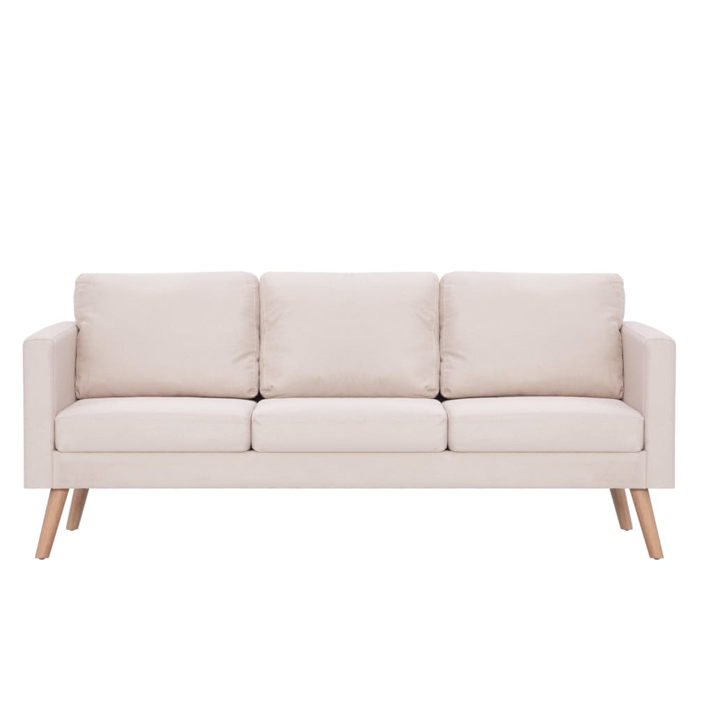 vidaXL 3-Seater Sofa Fabric Cream