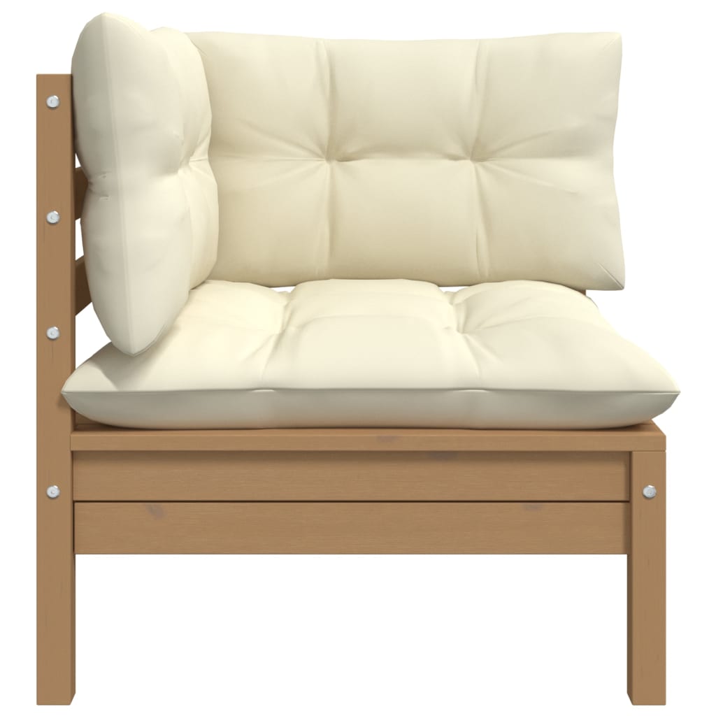 vidaXL 3 Piece Garden Lounge Set with Cream Cushions Solid Pinewood