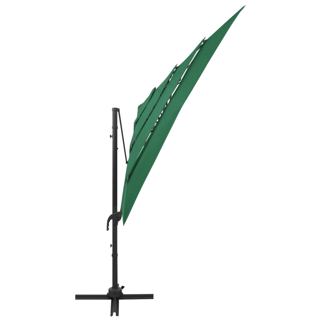 vidaXL 4-Tier Parasol with Aluminium Pole Green 250x250 cm