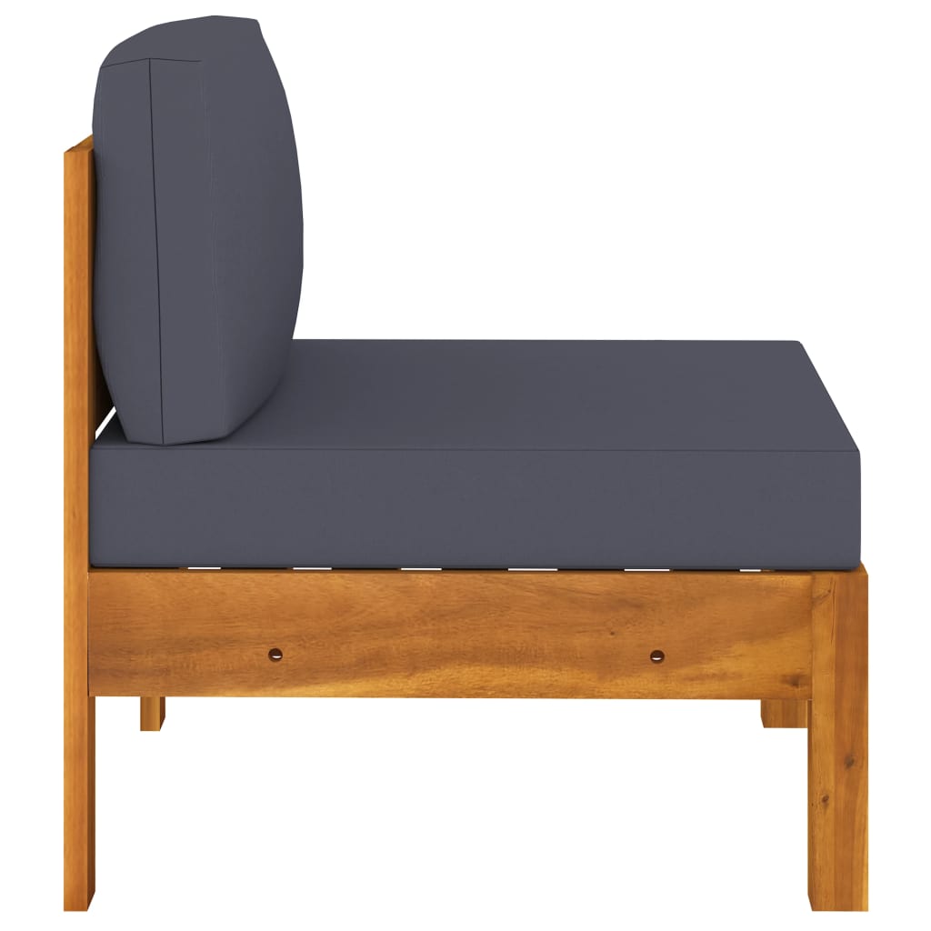 vidaXL 3-Seater Garden Sofa with Dark Grey Cushions Acacia Wood