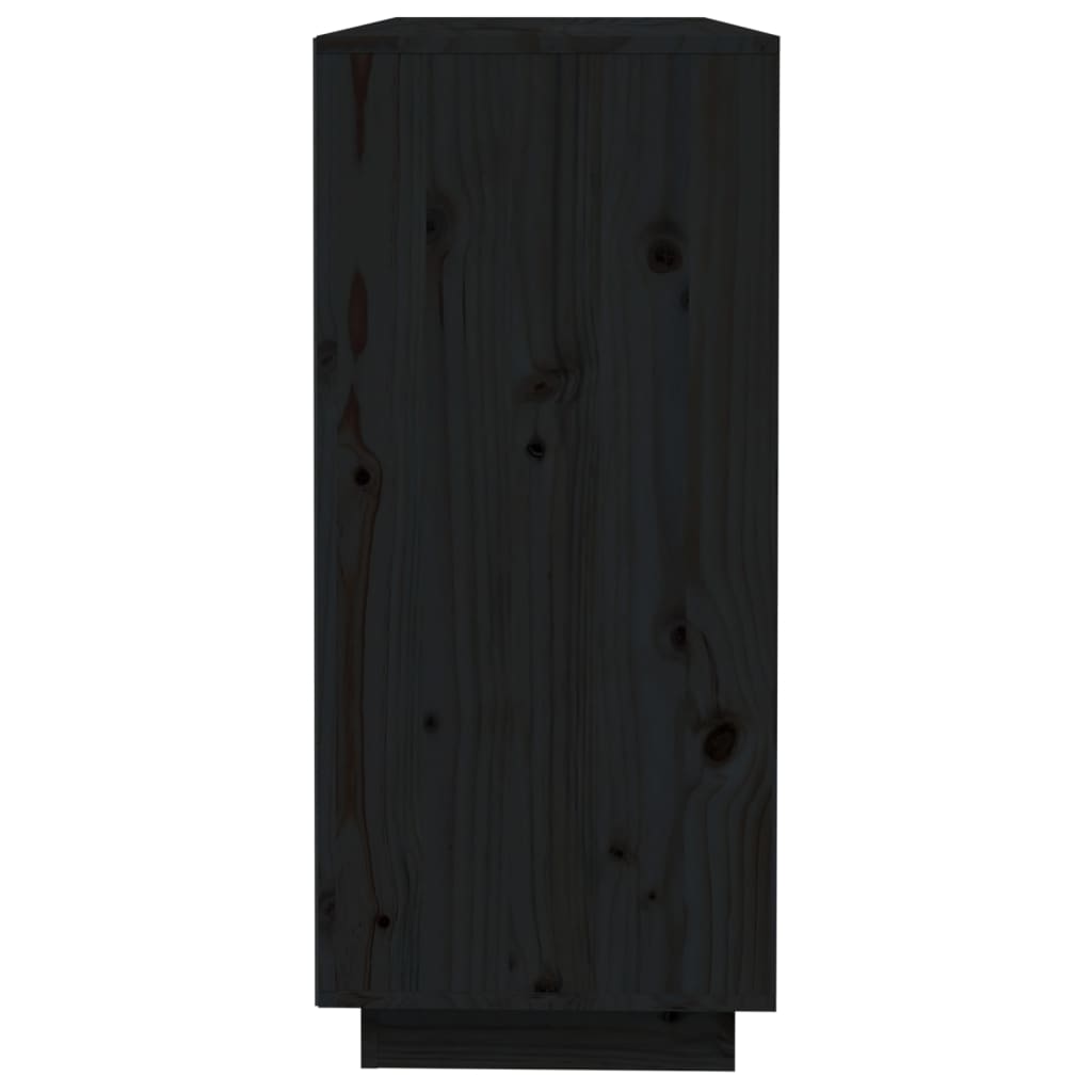 vidaXL Sideboard Black 110.5x35x80 cm Solid Wood Pine