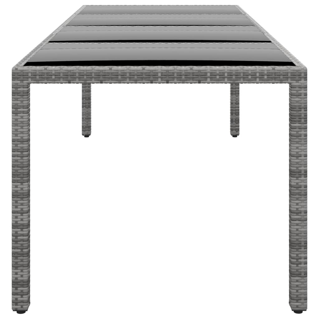 vidaXL Garden Table 250x100x75 cm Tempered Glass and Poly Rattan Grey