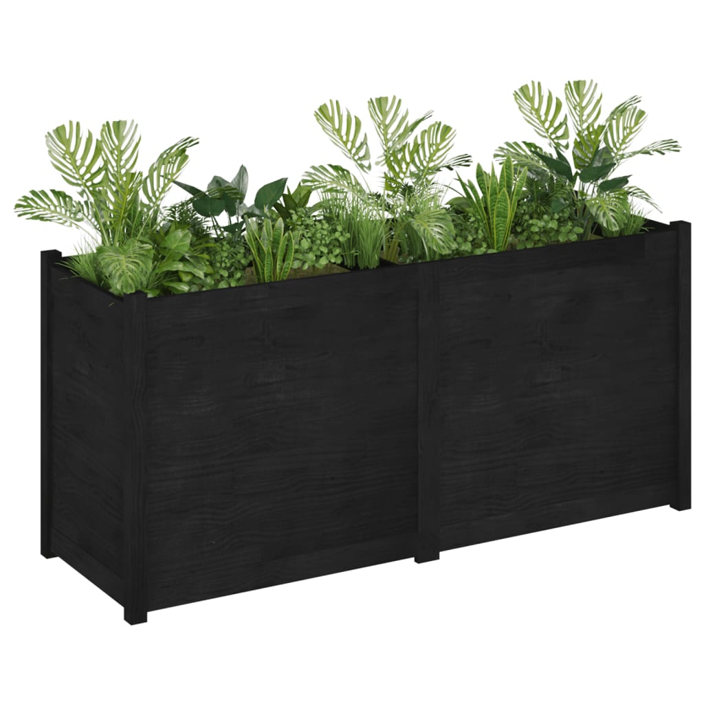 vidaXL Garden Planter Black 150x50x70 cm Solid Pinewood