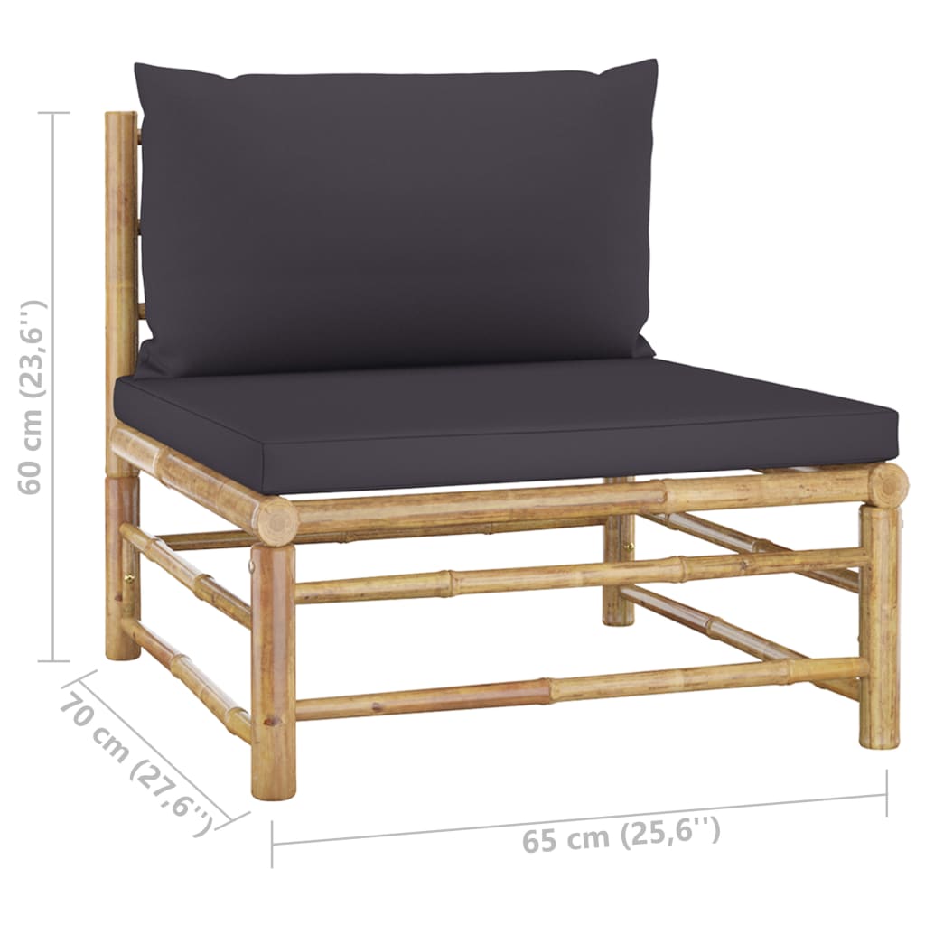 vidaXL 12 Piece Garden Lounge Set with Dark Grey Cushions Bamboo