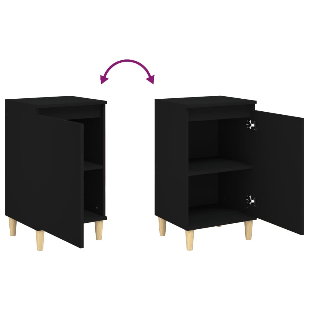 vidaXL Bedside Cabinets 2 pcs Black 40x35x70 cm Engineered Wood