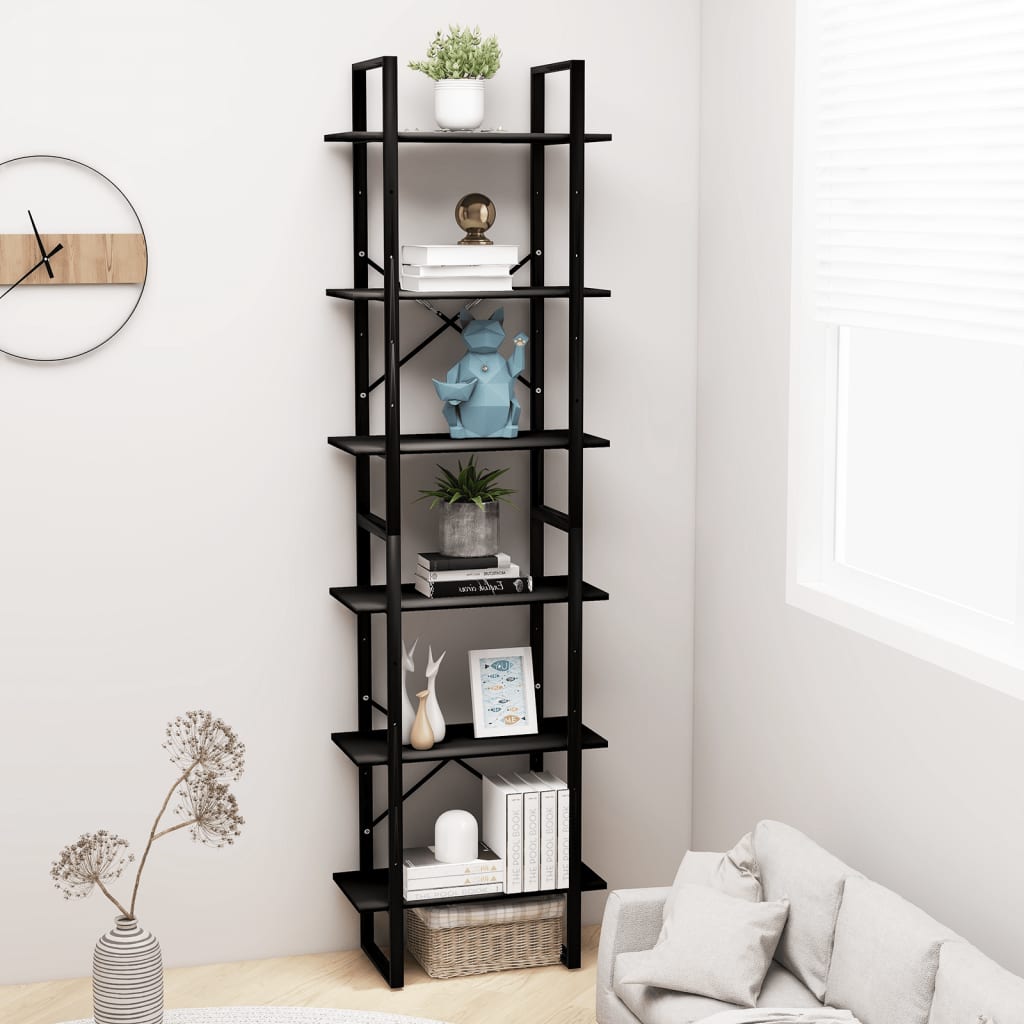 vidaXL Storage Shelf Black 60x30x210 cm Engineered Wood