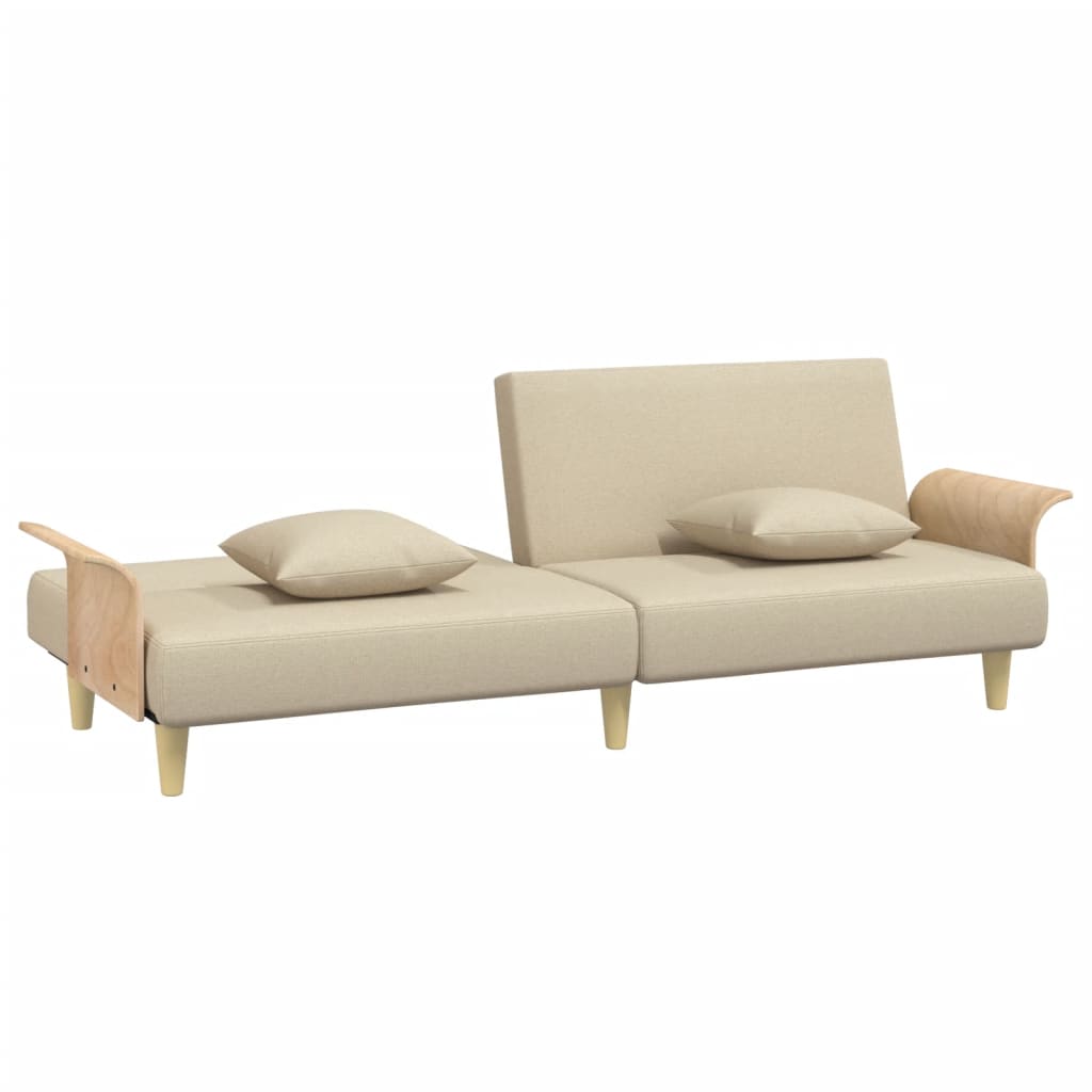 vidaXL Sofa Bed with Armrests Cream Fabric