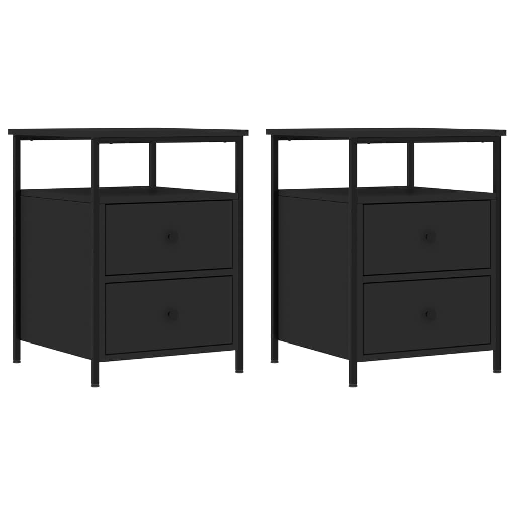 vidaXL Bedside 2 pcs Black 44x45x60 cm Engineered Wood