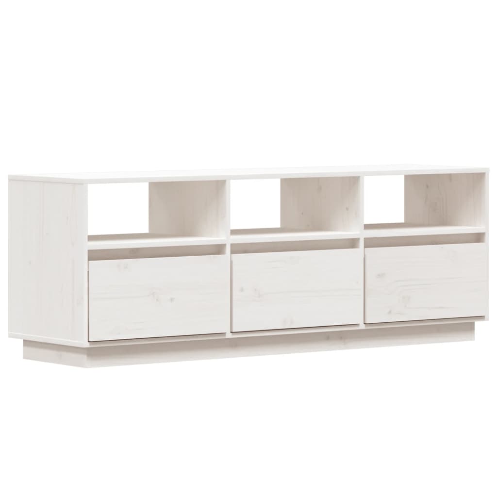 vidaXL TV Cabinet White 140x37x50 cm Solid Wood Pine