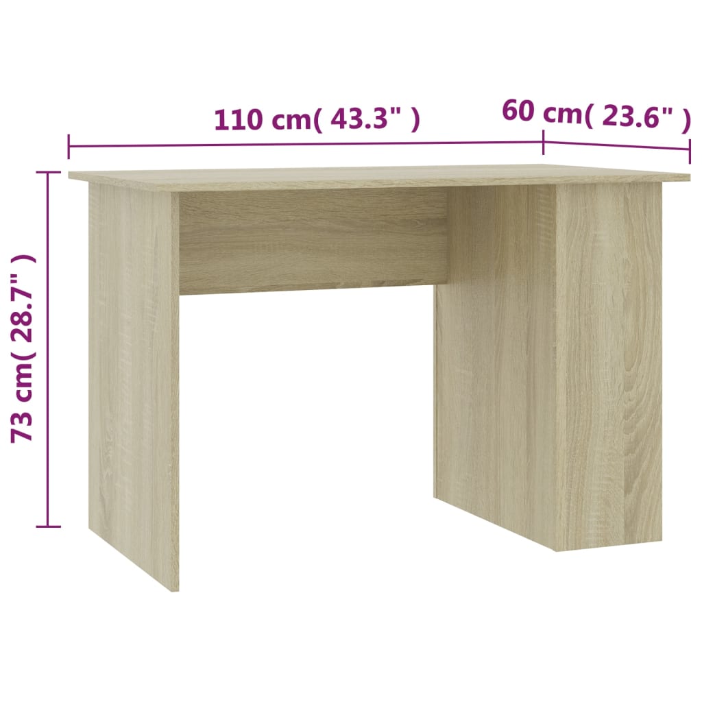 vidaXL Desk Sonoma Oak 110x60x73 cm Engineered Wood