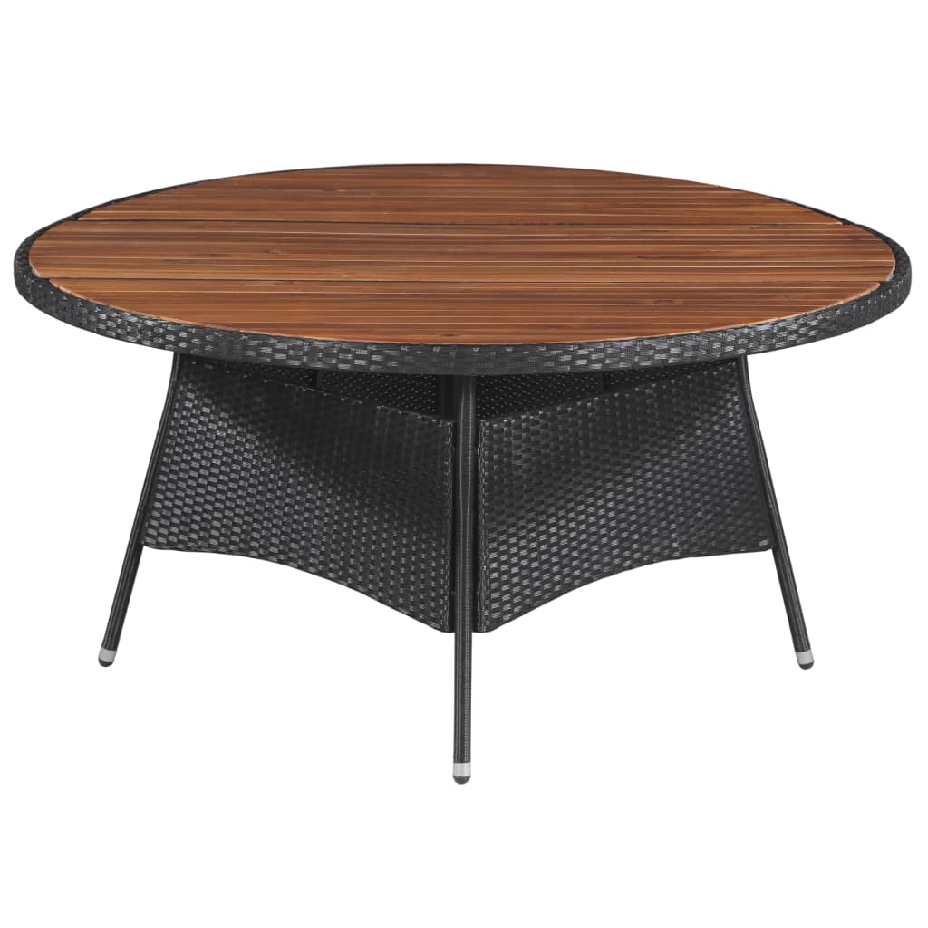 vidaXL Garden Table 150x74 cm Poly Rattan and Solid Acacia Wood