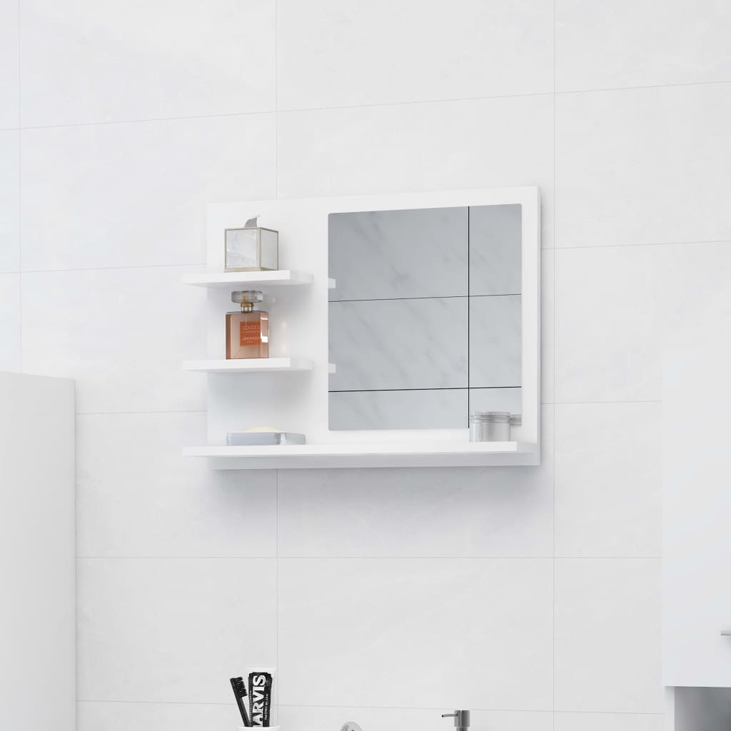 vidaXL Bathroom Mirror High Gloss White 60x10.5x45 cm Engineered Wood