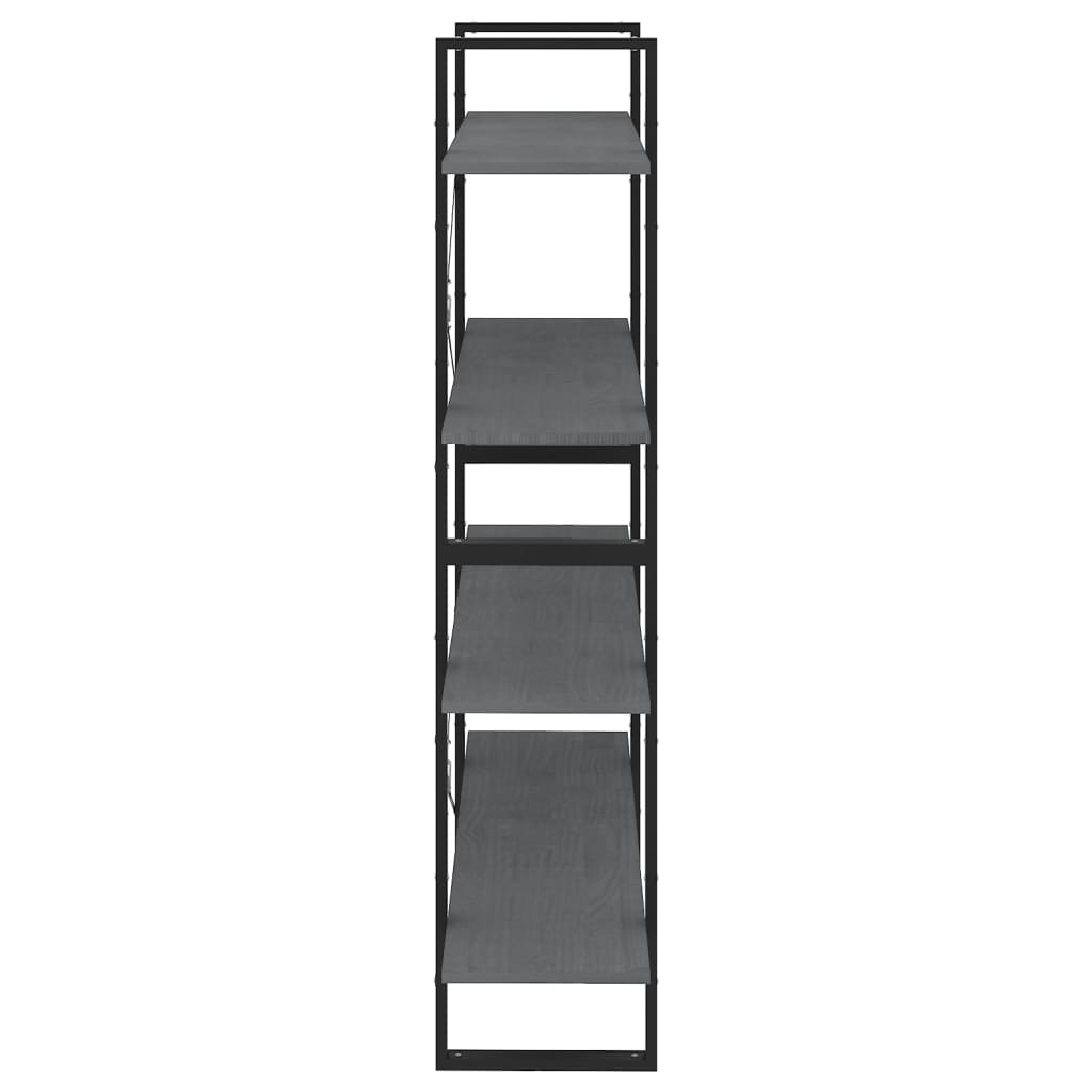 vidaXL 4-Tier Book Cabinet Grey 100x30x140 cm Solid Pine Wood