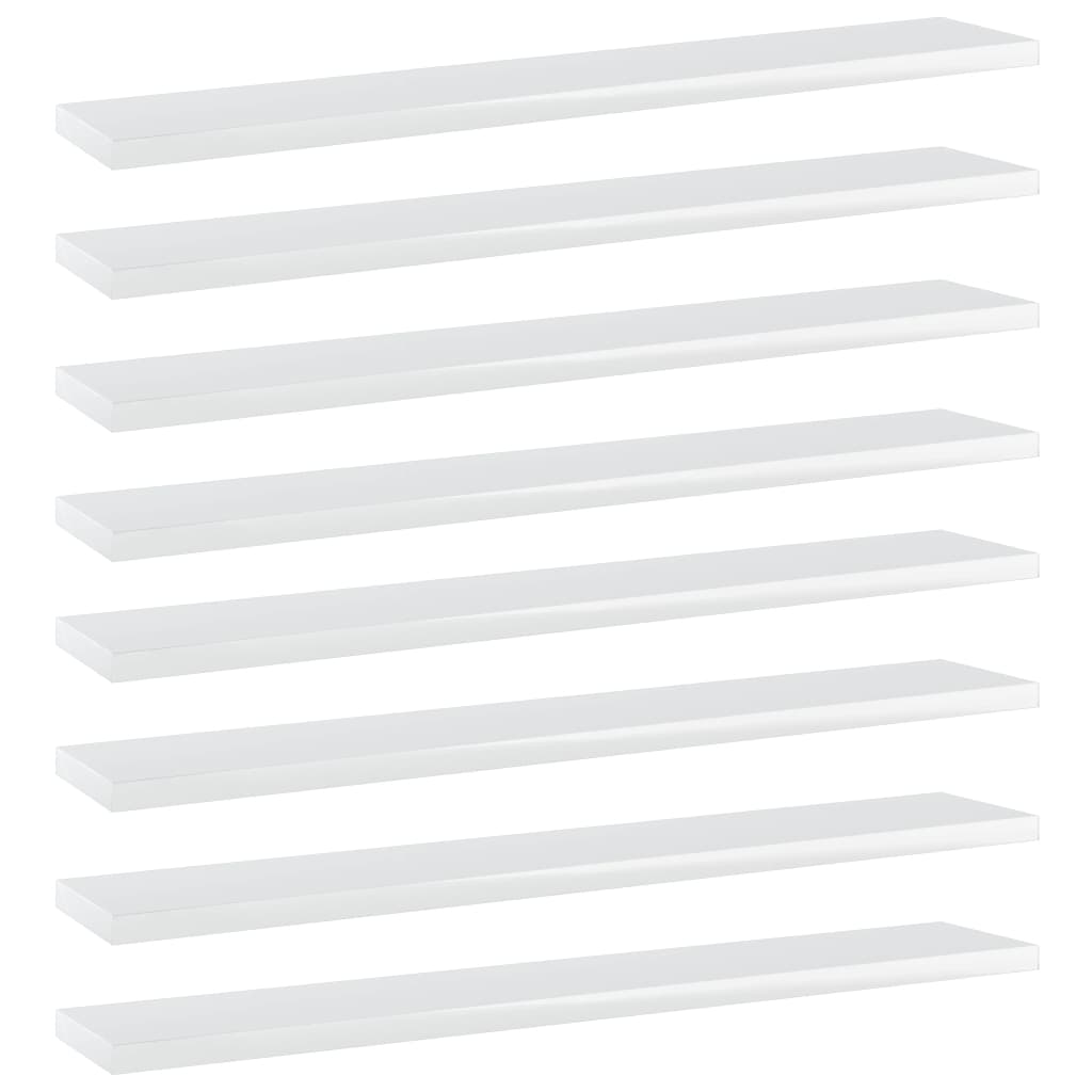 vidaXL Bookshelf Boards 8 pcs High Gloss White 60x10x1.5 cm Engineered Wood