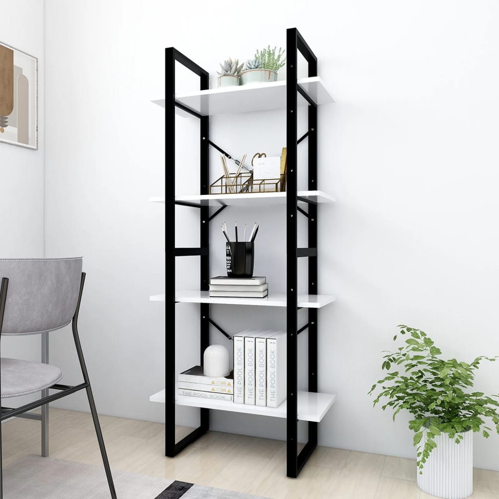 vidaXL 4-Tier Book Cabinet White 60x30x140 cm Engineered Wood