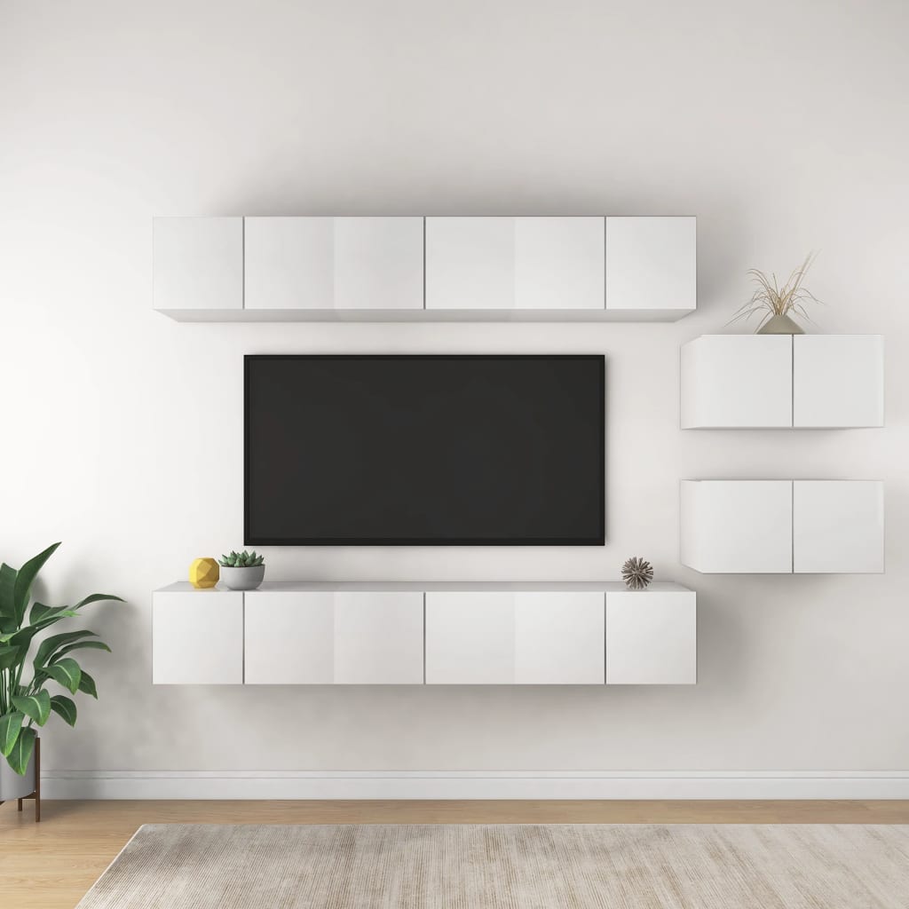 vidaXL TV Cabinets 8 pcs White Engineered Wood