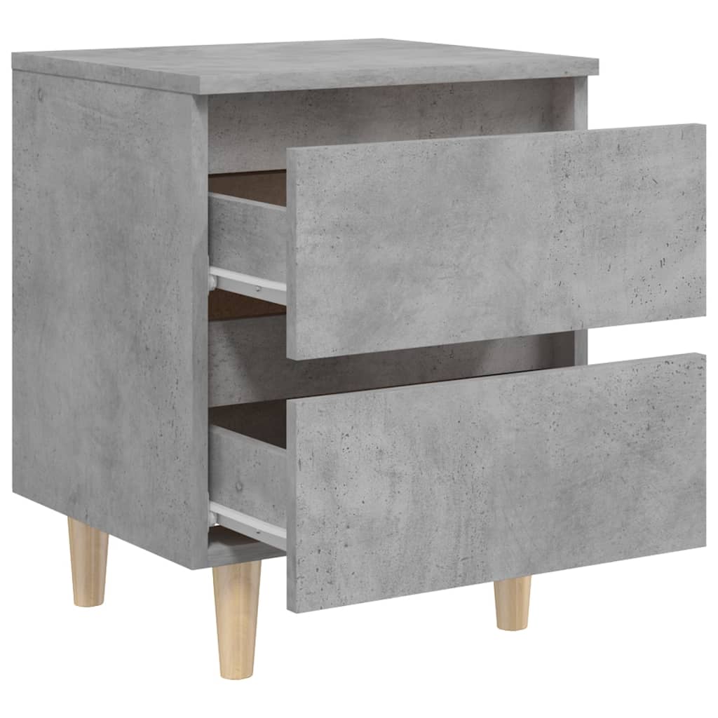 vidaXL Bed Cabinet with Solid Pinewood Legs Concrete Grey 40x35x50 cm