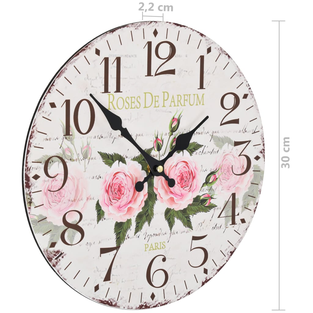 vidaXL Vintage Wall Clock Flower 30 cm