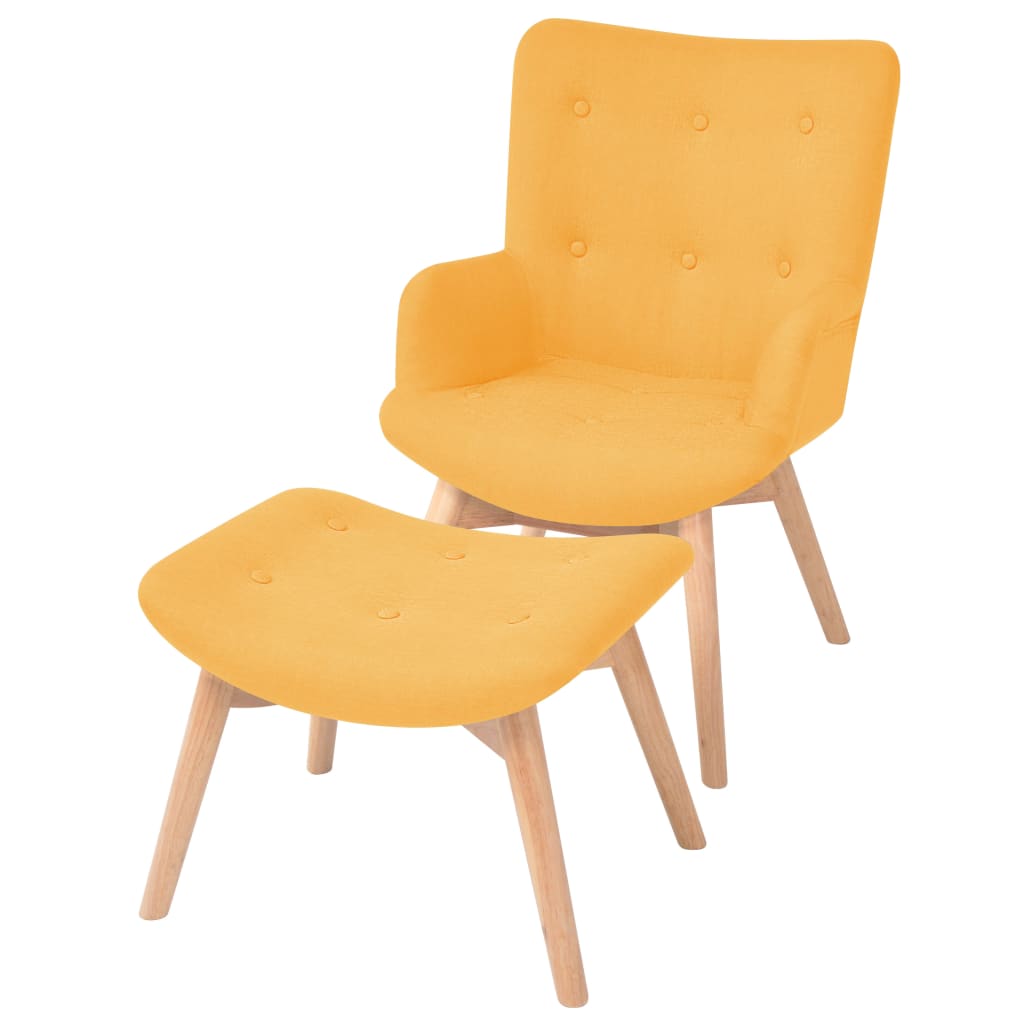 vidaXL Armchair with Footstool Yellow Fabric