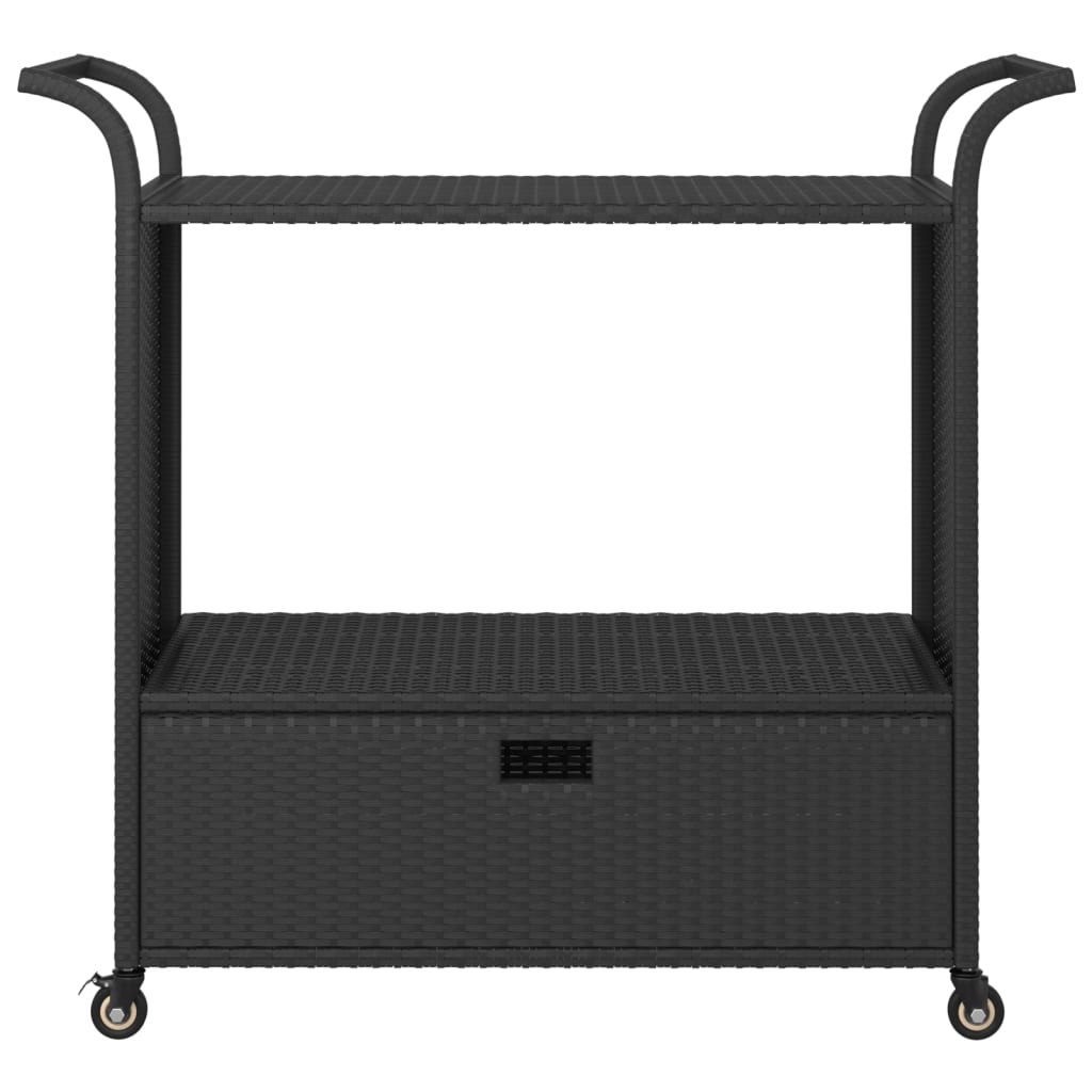 vidaXL Bar Cart with Drawer Black 100x45x97 cm Poly Rattan