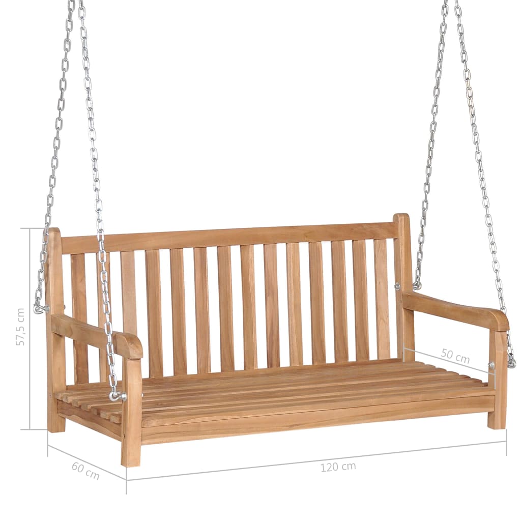vidaXL Swing Bench with Anthracite Cushion 120 cm Solid Teak Wood