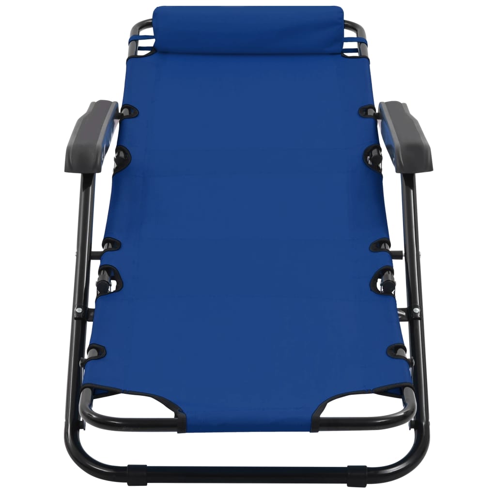 vidaXL Folding Sun Loungers 2 pcs with Footrests Steel Blue