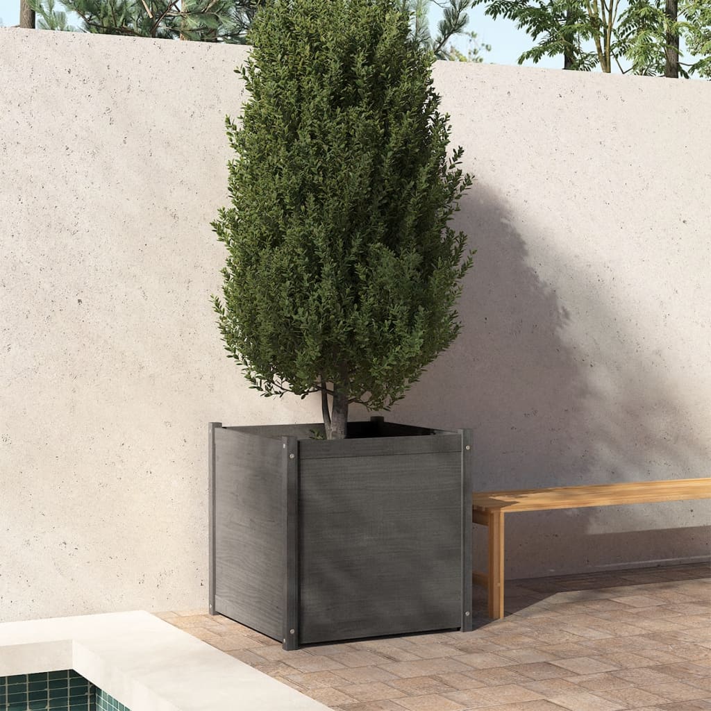 vidaXL Garden Planter Grey 70x70x70 cm Solid Pinewood