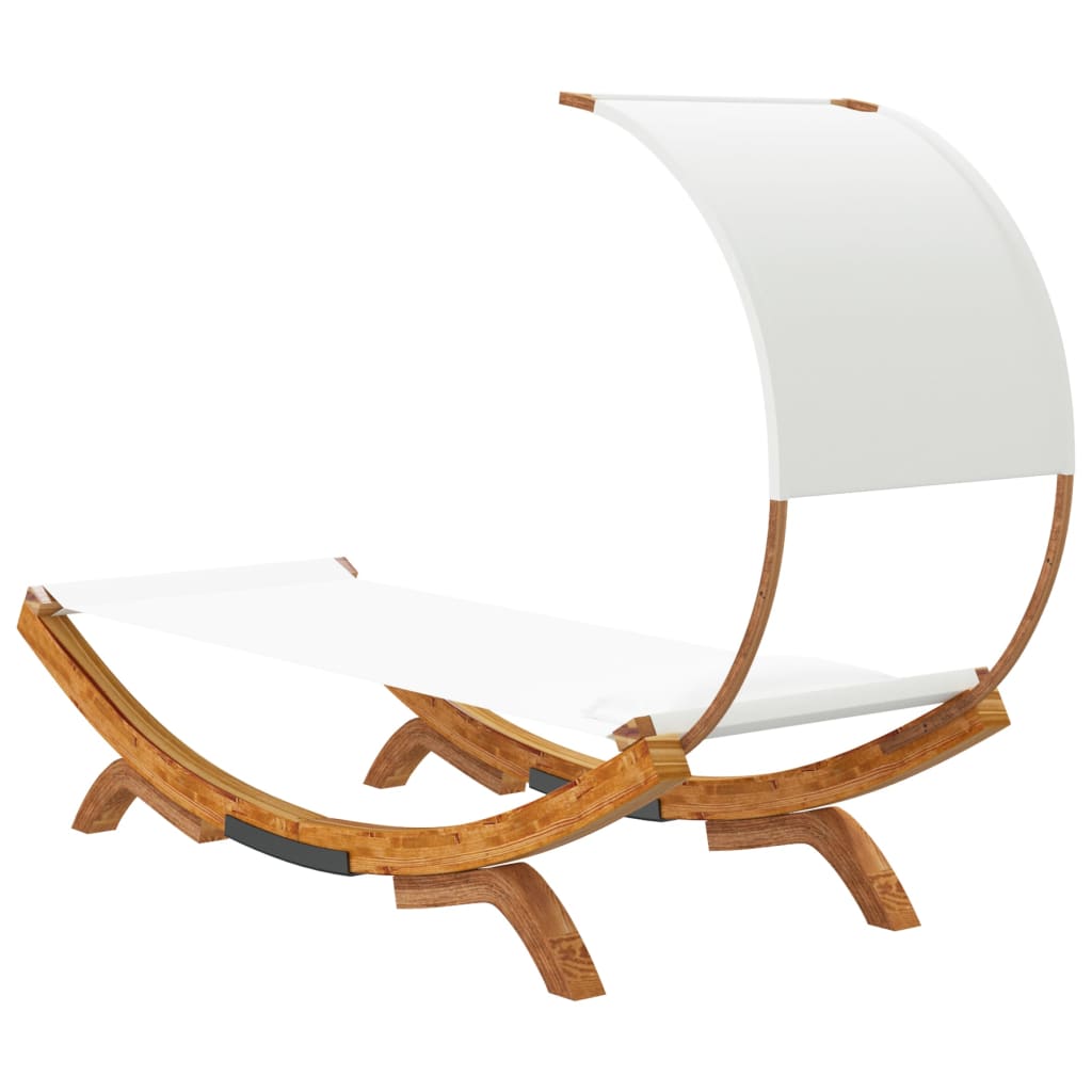 vidaXL Outdoor Lounge Bed with Canopy 100x200x126 cm Solid Bent Wood Cream