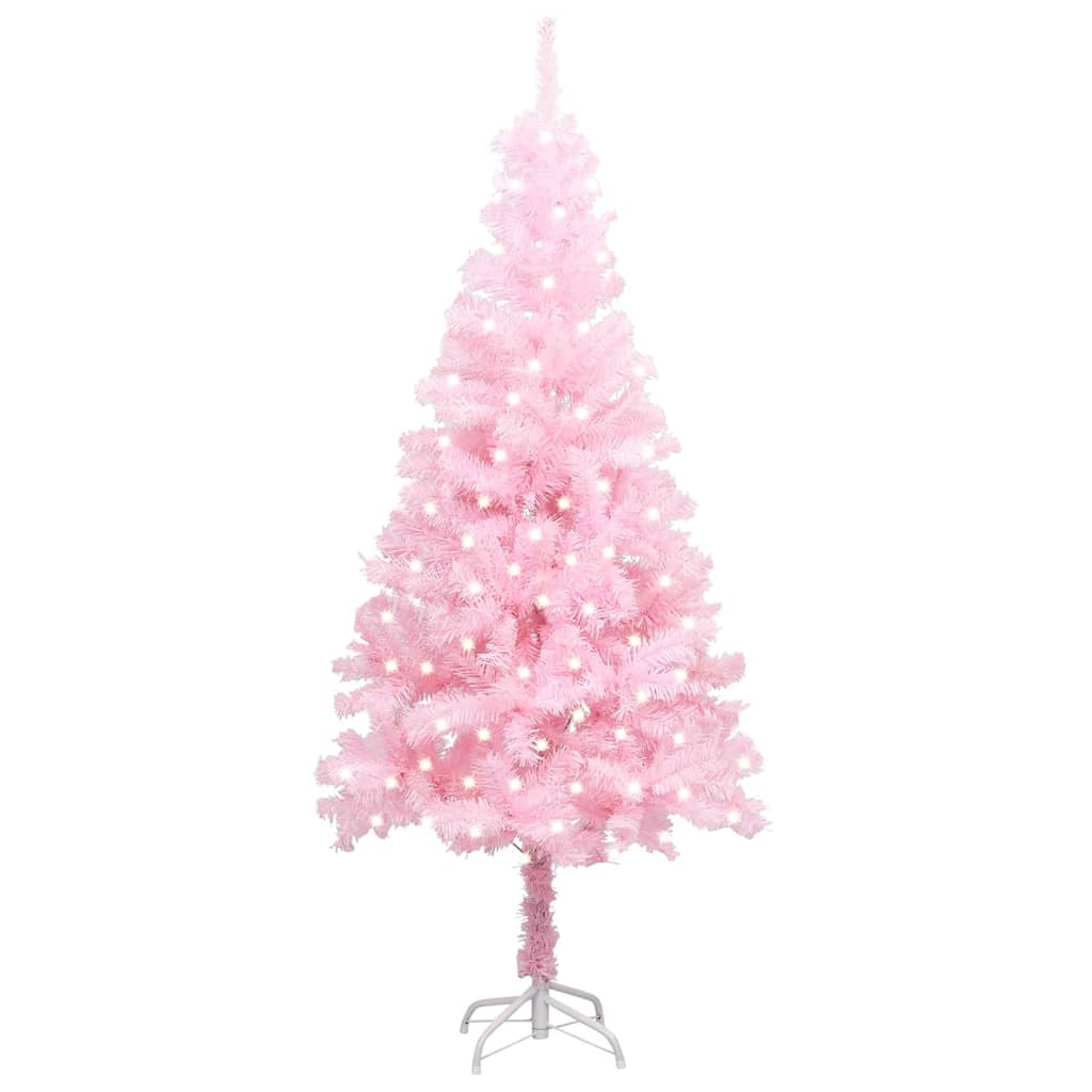 vidaXL Artificial Pre-lit Christmas Tree with Stand Pink 240 cm PVC