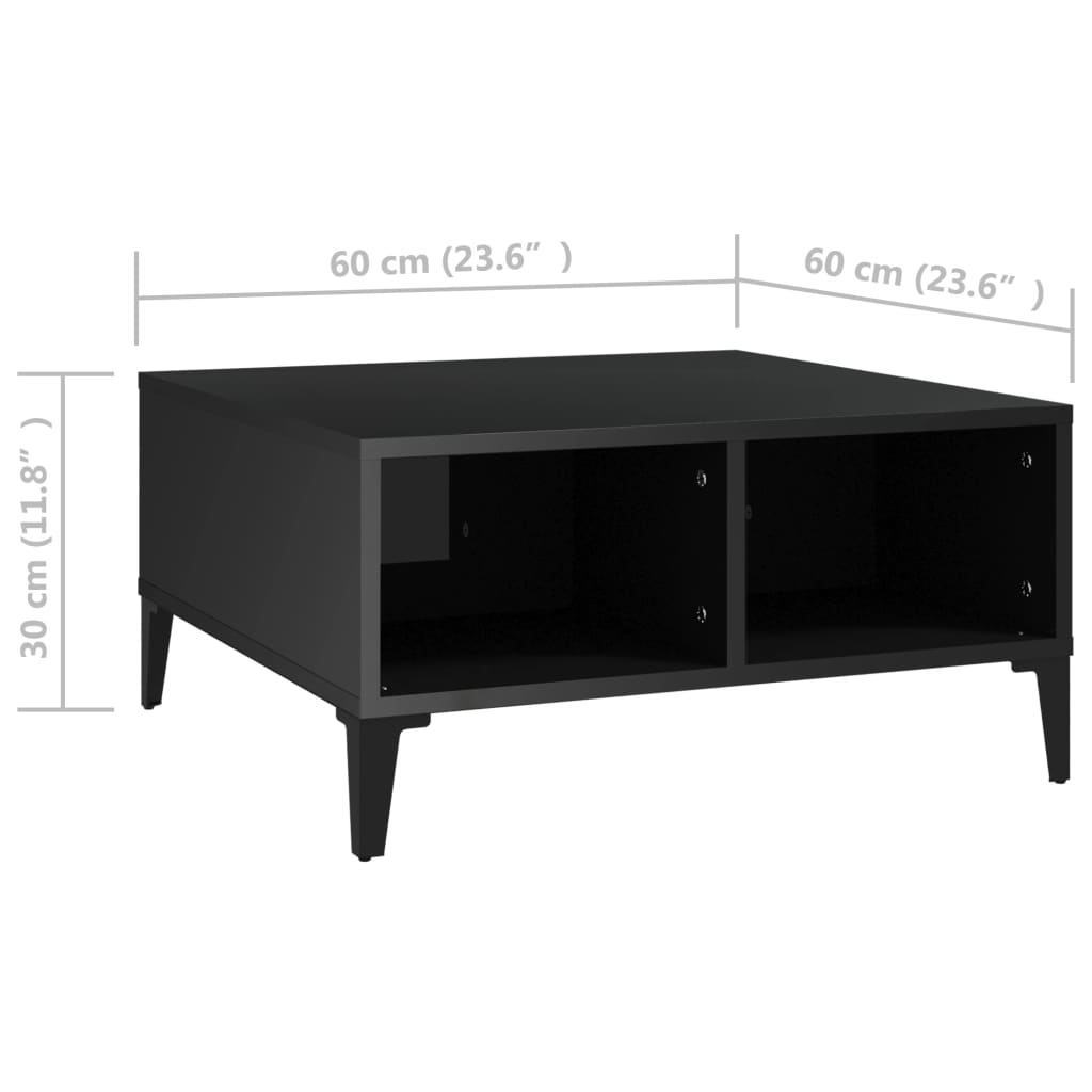 vidaXL Coffee Table High Gloss Black 60x60x30 cm Engineered Wood
