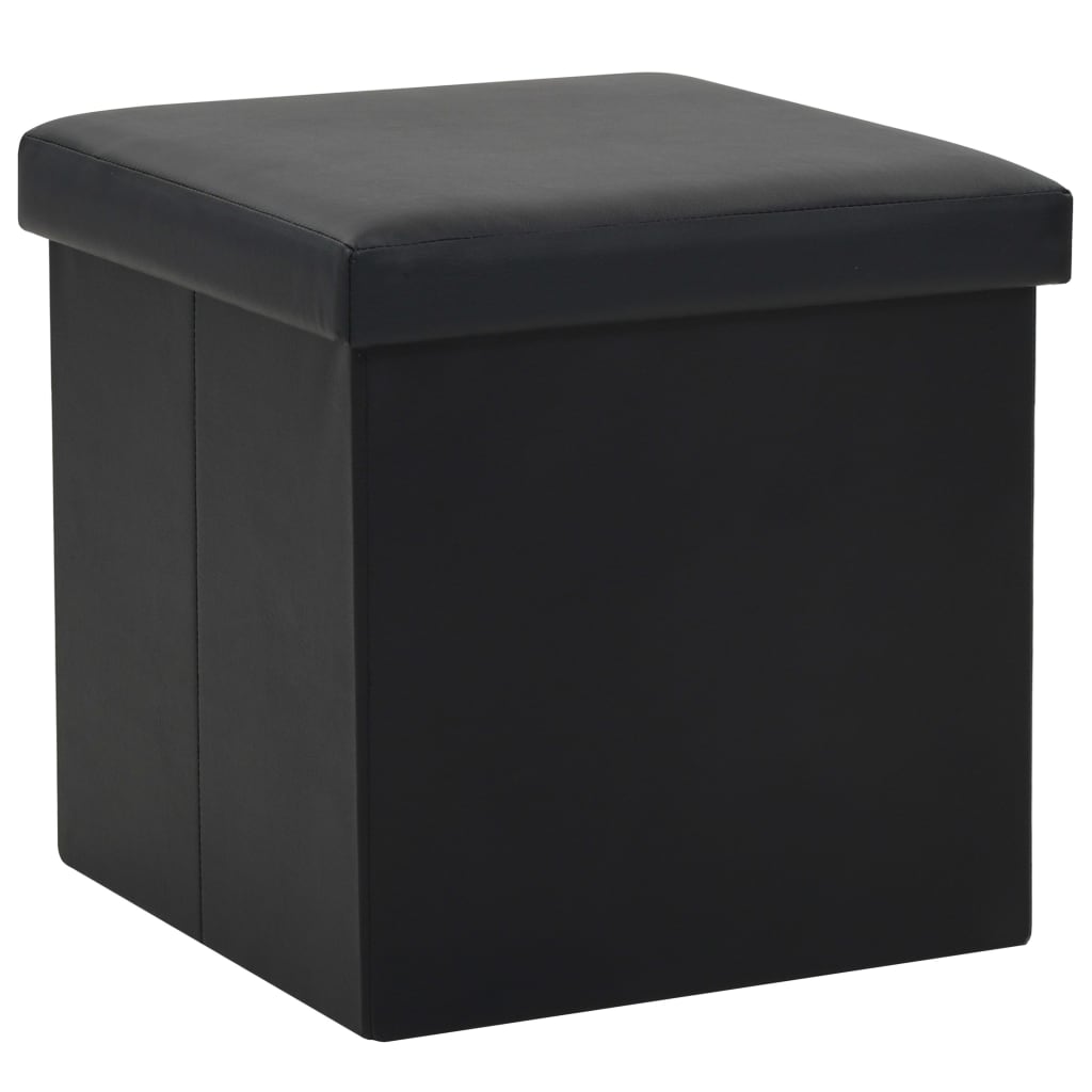vidaXL Folding Storage Stools 2 pcs Black Faux Leather
