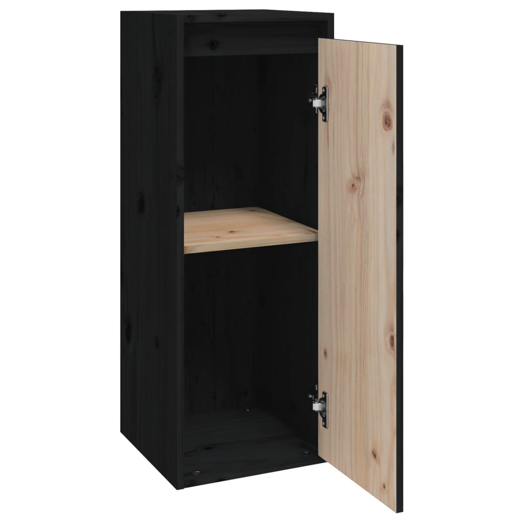 vidaXL Wall Cabinets 2 pcs Black 30x30x80 cm Solid Wood Pine