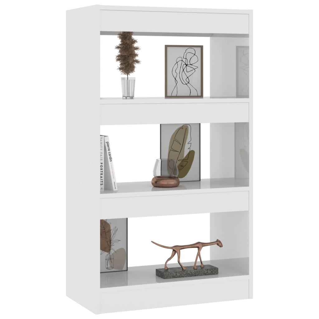 vidaXL Book Cabinet/Room Divider High Gloss White 60x30x103 cm Engineered Wood