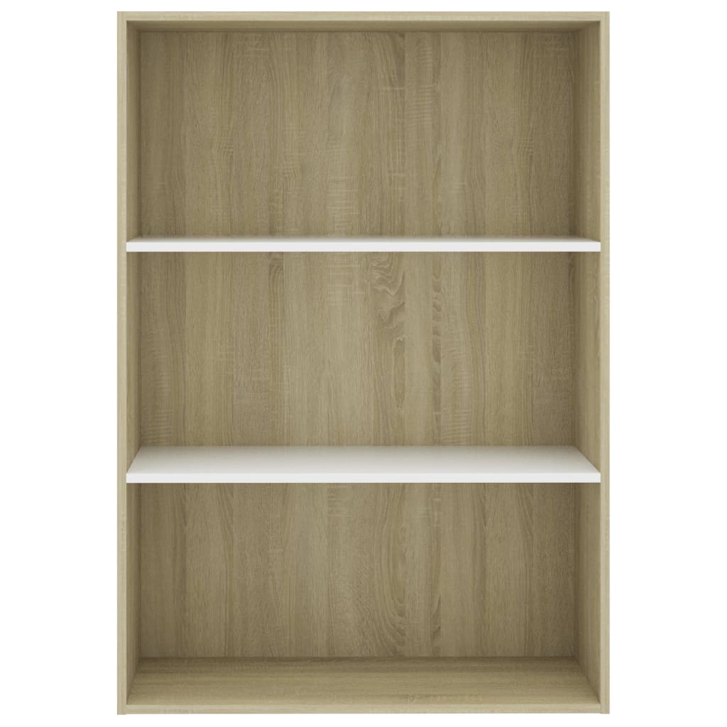 vidaXL 3-Tier Book Cabinet White and Sonoma Oak 80x30x114 cm Engineered Wood