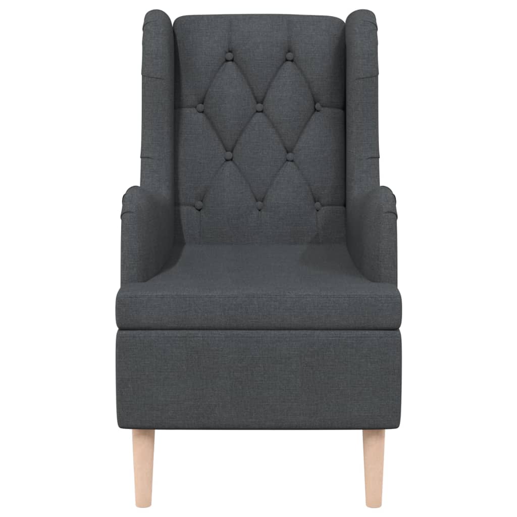 vidaXL Armchair with Solid Rubber Wood Feet Dark Grey Fabric